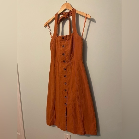 Moon River Burnt Orange Halter Dress Size Small - Picture 5 of 13